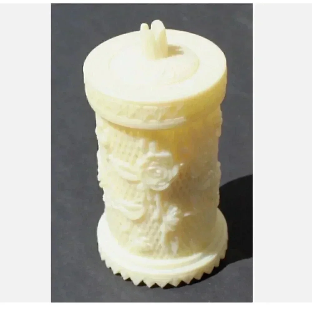 Vtg MCM 1978 Appetizer Celluloid PARTY Cocktail Forks Rose Container Hong Kong
